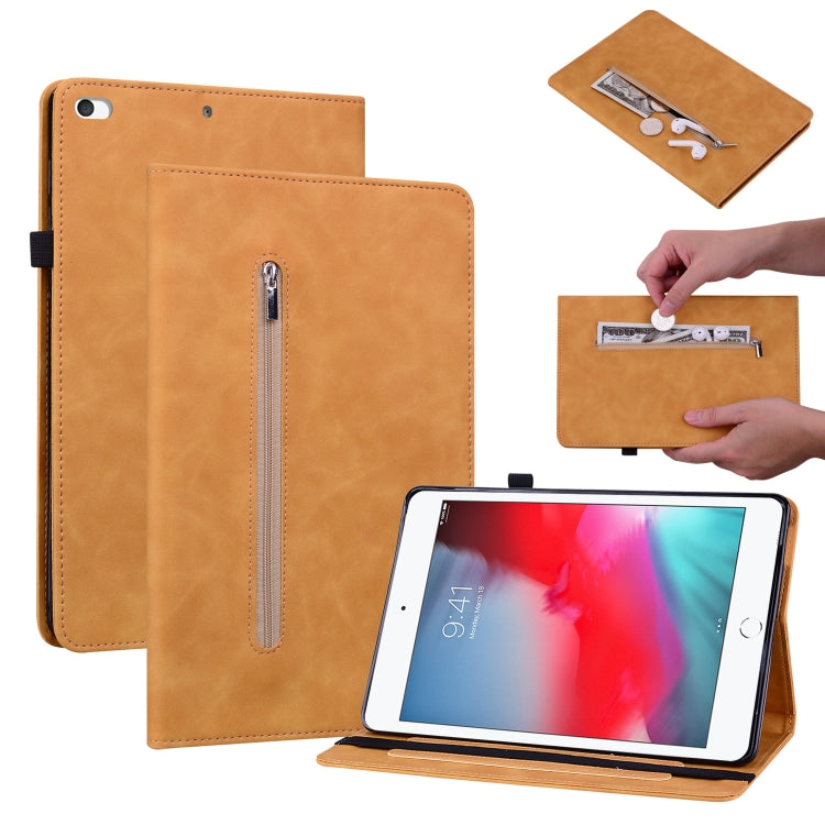 Skin Feel Solid Color Zipper Smart Leather Tablet Case For iPad mini 5 / 4 / 3 / 2 / 1