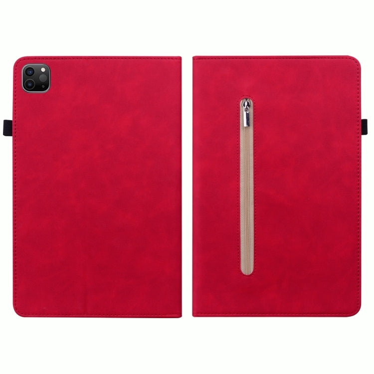 For iPad Pro 11 2022 / 2021 / 2020 / 2018 Skin Feel Solid Color Zipper Smart Leather Tablet Case
