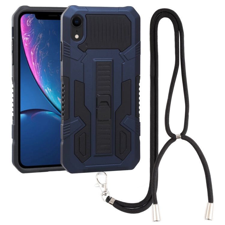 For iPhone XR Vanguard Lanyard Kickstand TPU + PC Phone Case