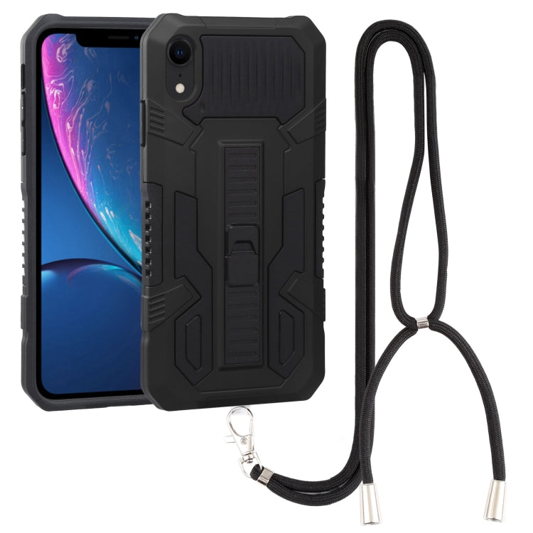 For iPhone XR Vanguard Lanyard Kickstand TPU + PC Phone Case