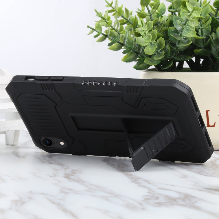 For iPhone XR Vanguard Lanyard Kickstand TPU + PC Phone Case