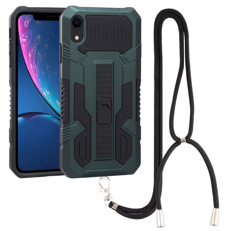 For iPhone XR Vanguard Lanyard Kickstand TPU + PC Phone Case