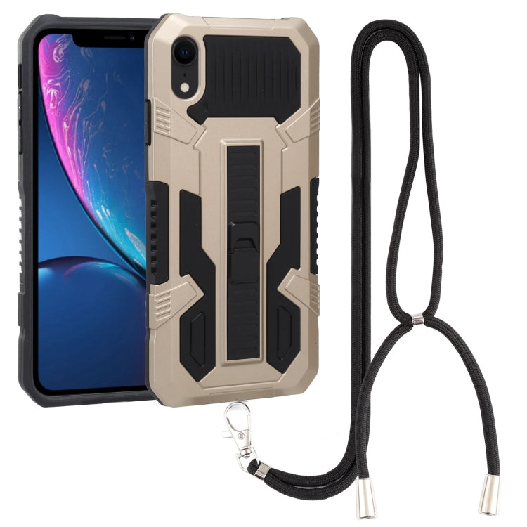 For iPhone XR Vanguard Lanyard Kickstand TPU + PC Phone Case