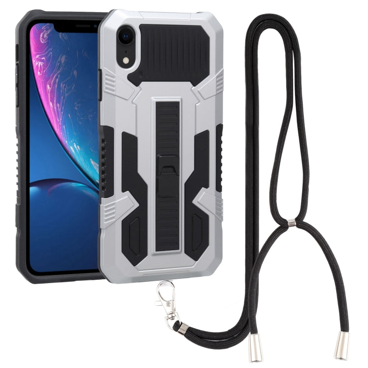 For iPhone XR Vanguard Lanyard Kickstand TPU + PC Phone Case