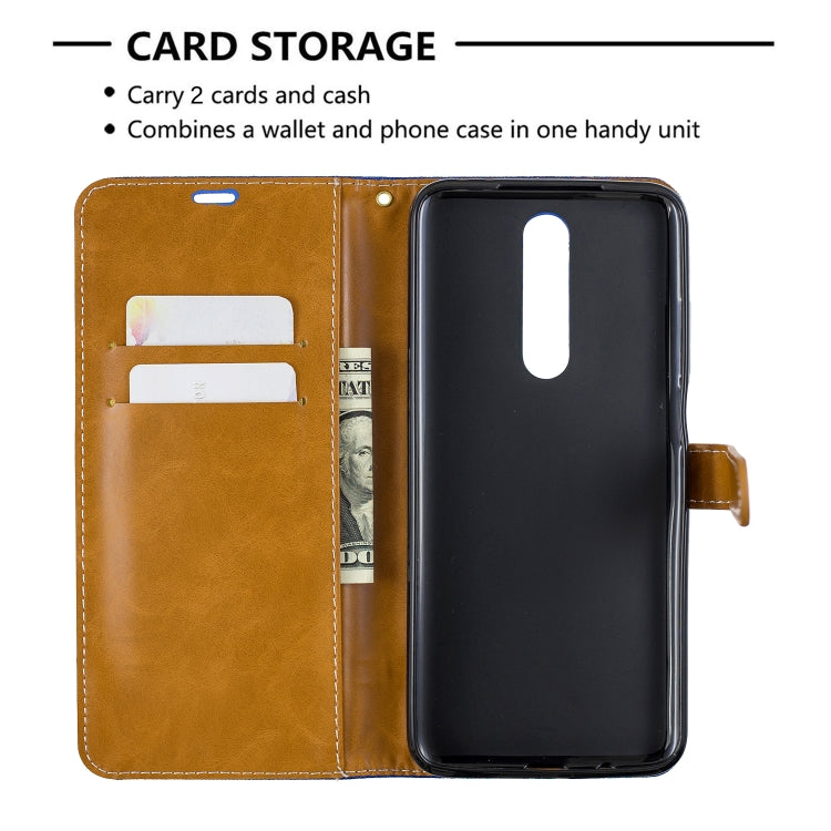 For Xiaomi Redmi K30 Color Matching Denim Texture Horizontal Flip Leather Case with Holder & Card Slots & Wallet & Lanyard
