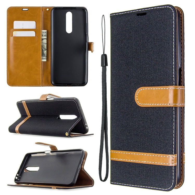 For Xiaomi Redmi K30 Color Matching Denim Texture Horizontal Flip Leather Case with Holder & Card Slots & Wallet & Lanyard