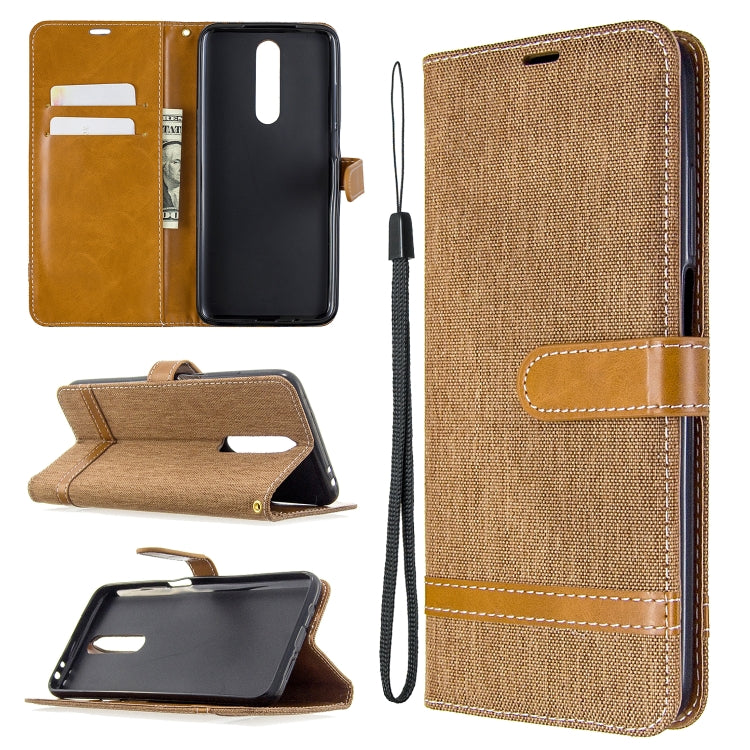 For Xiaomi Redmi K30 Color Matching Denim Texture Horizontal Flip Leather Case with Holder & Card Slots & Wallet & Lanyard
