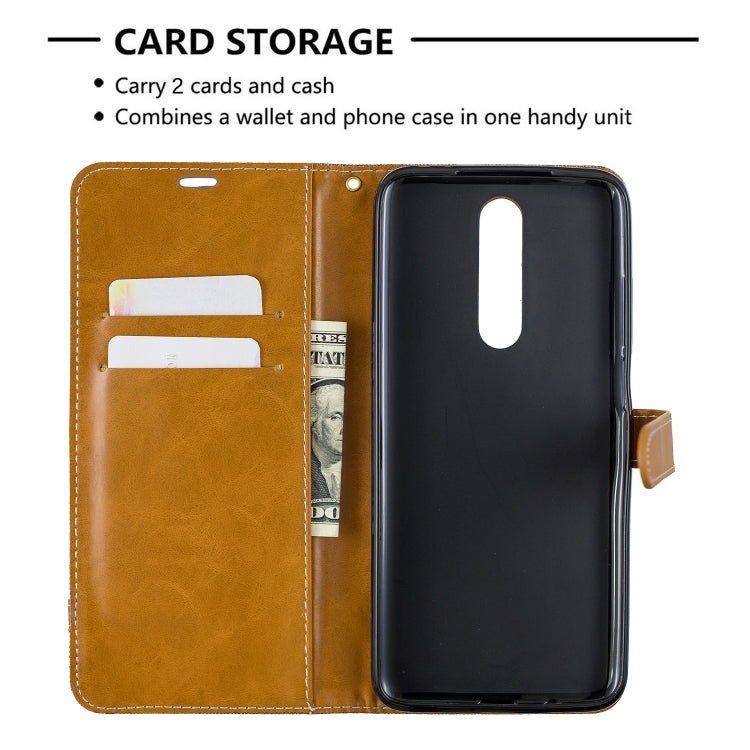 For Xiaomi Redmi K30 Color Matching Denim Texture Horizontal Flip Leather Case with Holder & Card Slots & Wallet & Lanyard