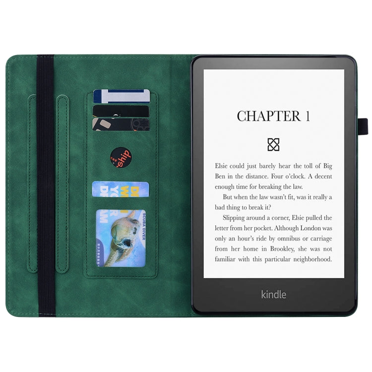 For Amazon Kindle Paperwhite 5 2021 Skin Feel Solid Color Zipper Smart Leather Tablet Case