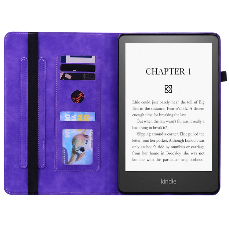 For Amazon Kindle Paperwhite 5 2021 Skin Feel Solid Color Zipper Smart Leather Tablet Case