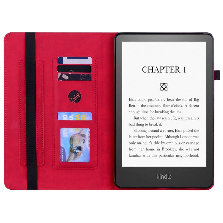 For Amazon Kindle Paperwhite 5 2021 Skin Feel Solid Color Zipper Smart Leather Tablet Case