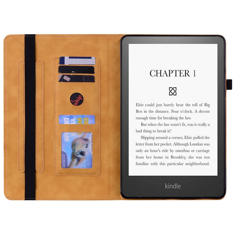 For Amazon Kindle Paperwhite 5 2021 Skin Feel Solid Color Zipper Smart Leather Tablet Case