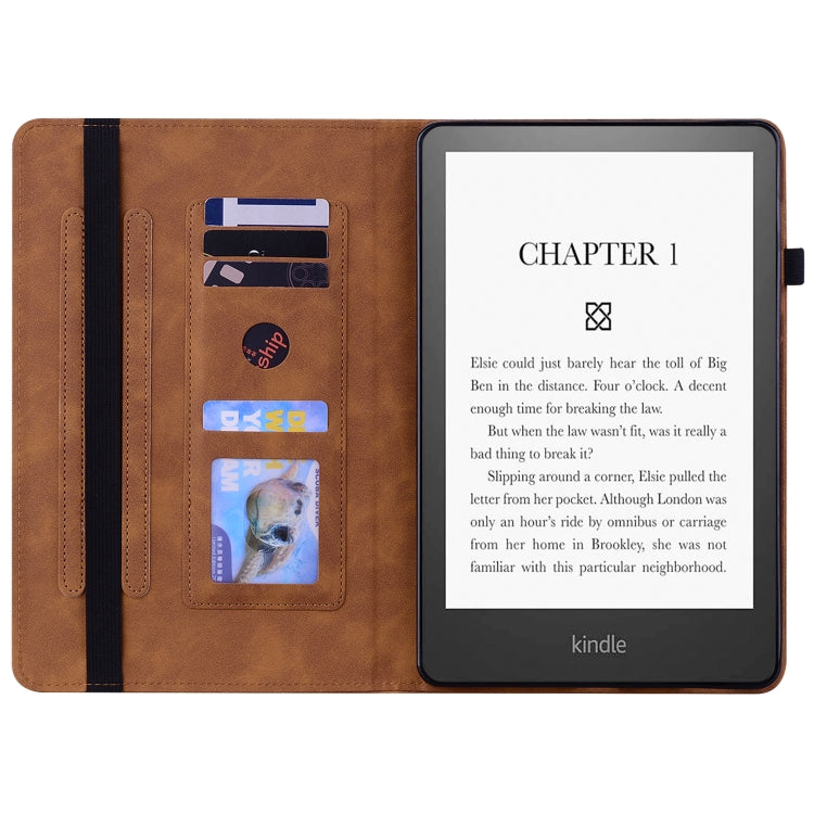 For Amazon Kindle Paperwhite 5 2021 Skin Feel Solid Color Zipper Smart Leather Tablet Case