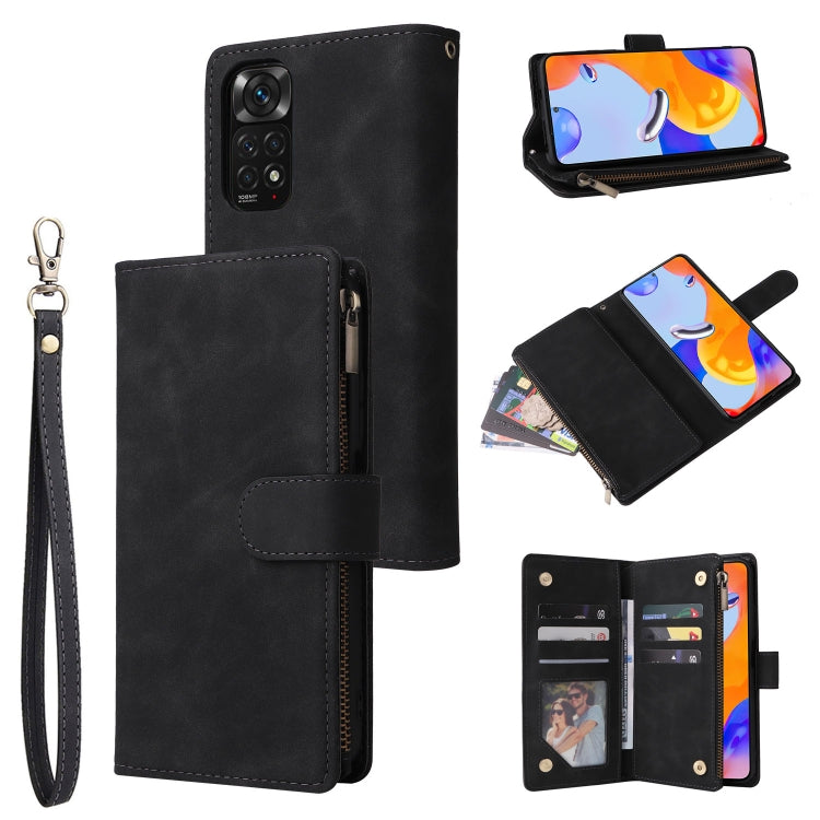 For Xiaomi Redmi Note 11 Pro International Multifunctional Frosted Zipper Wallet Leather Phone Case