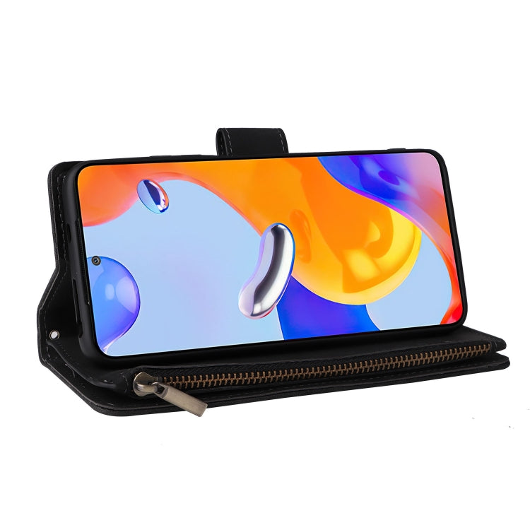 For Xiaomi Redmi Note 11 Pro International Multifunctional Frosted Zipper Wallet Leather Phone Case