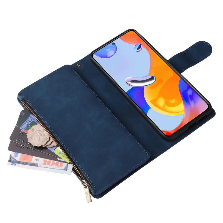 For Xiaomi Redmi Note 11 Pro International Multifunctional Frosted Zipper Wallet Leather Phone Case