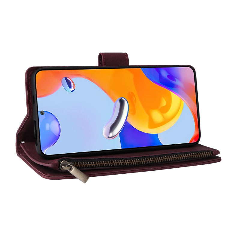 For Xiaomi Redmi Note 11 Pro International Multifunctional Frosted Zipper Wallet Leather Phone Case