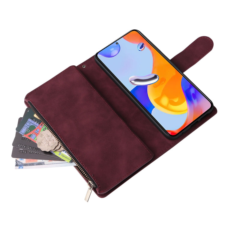 For Xiaomi Redmi Note 11 Pro International Multifunctional Frosted Zipper Wallet Leather Phone Case