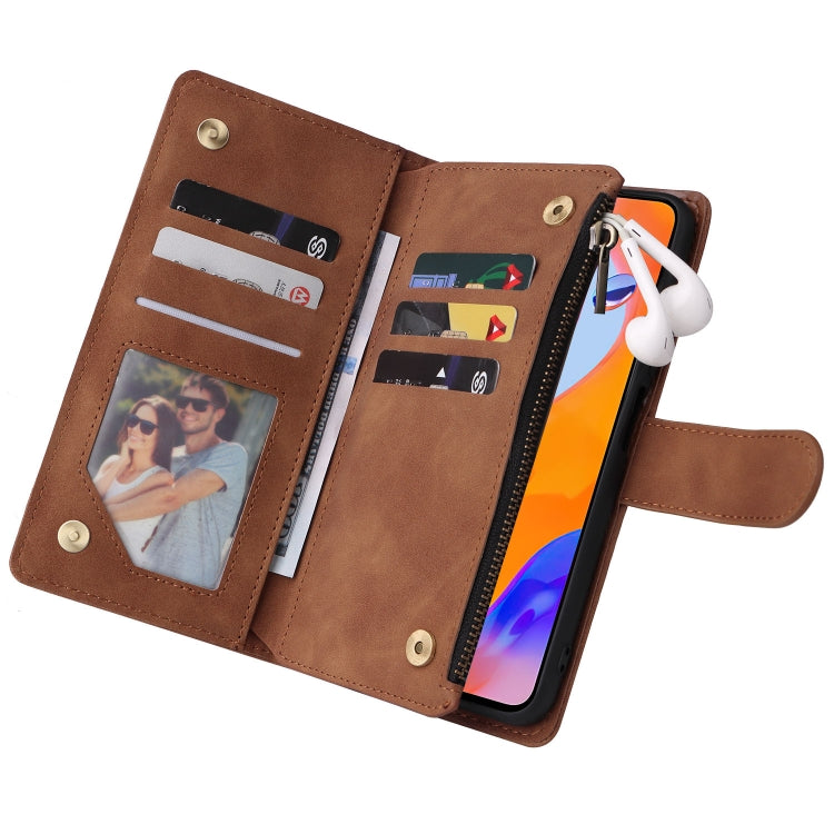For Xiaomi Redmi Note 11 Pro International Multifunctional Frosted Zipper Wallet Leather Phone Case