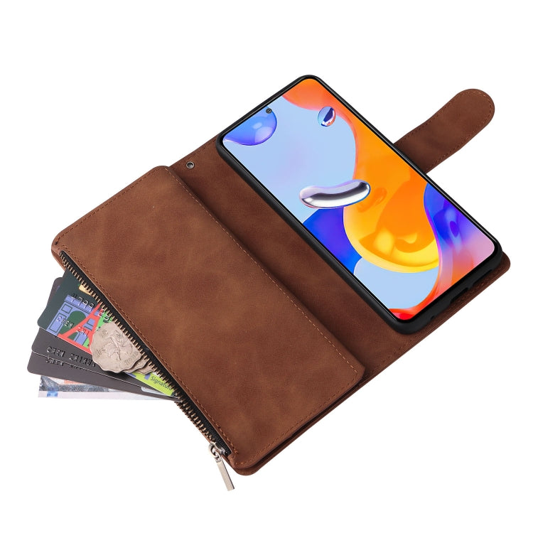 For Xiaomi Redmi Note 11 Pro International Multifunctional Frosted Zipper Wallet Leather Phone Case