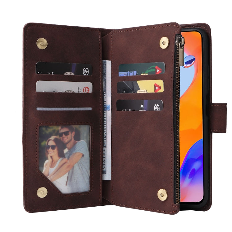 For Xiaomi Redmi Note 11 Pro International Multifunctional Frosted Zipper Wallet Leather Phone Case