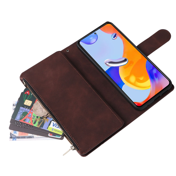 For Xiaomi Redmi Note 11 Pro International Multifunctional Frosted Zipper Wallet Leather Phone Case