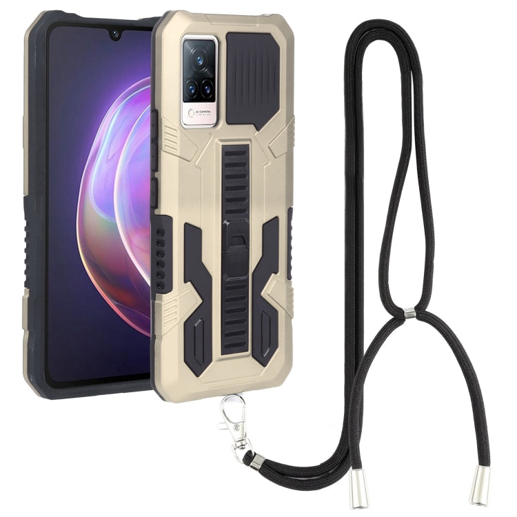 For vivo V21e Vanguard Lanyard Kickstand TPU + PC Phone Case