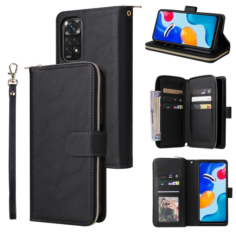 For Xiaomi Redmi Note 11S 9 Card Slots Zipper Wallet Bag Leather Phone Case
