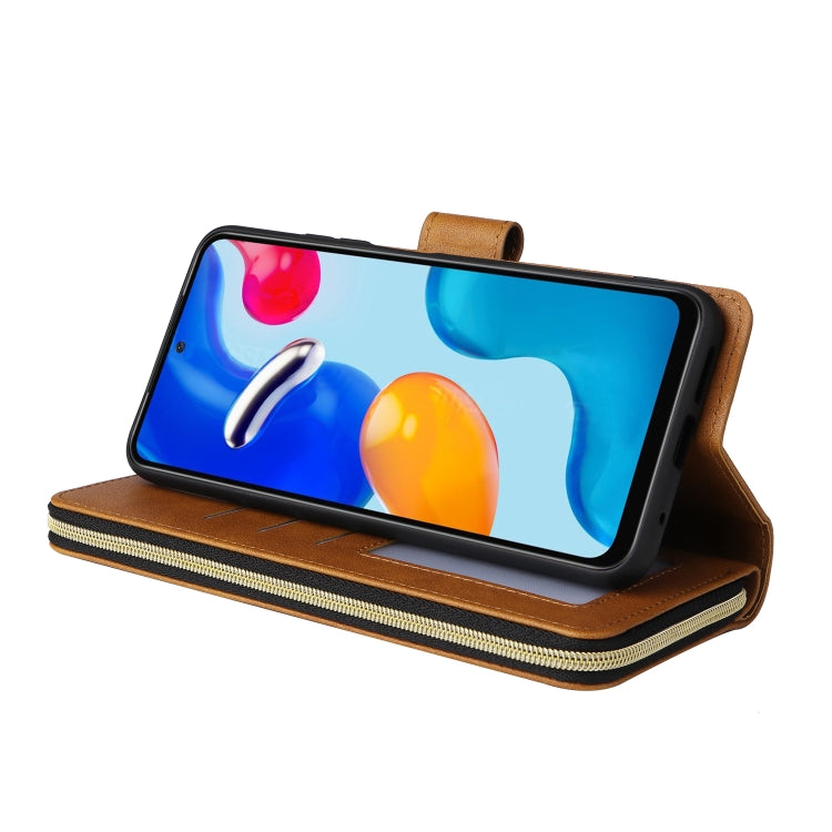 For Xiaomi Redmi Note 11S 9 Card Slots Zipper Wallet Bag Leather Phone Case