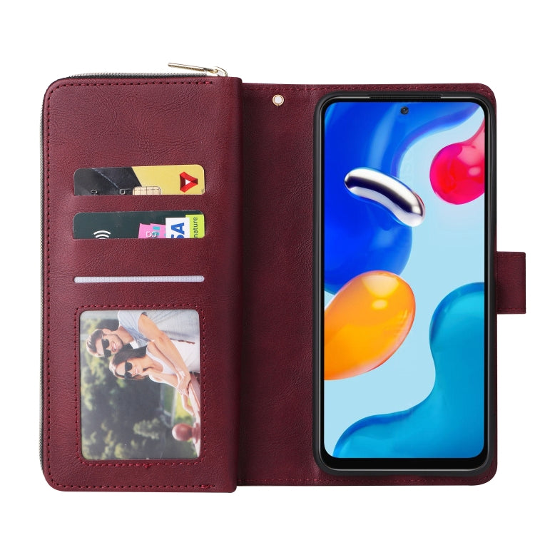 For Xiaomi Redmi Note 11S 9 Card Slots Zipper Wallet Bag Leather Phone Case