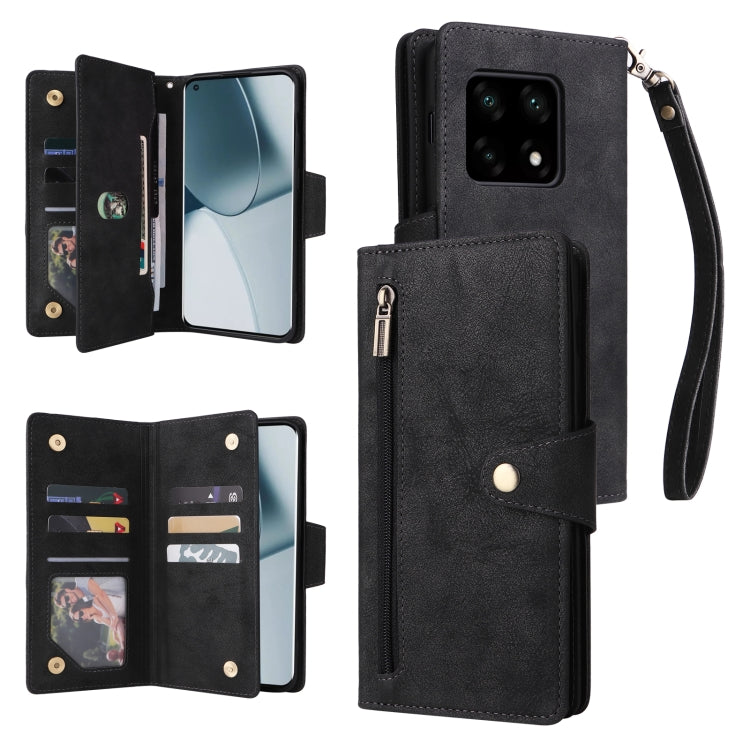 For OnePlus 10 Pro 5G Rivet Buckle 9 Cards Three Fold Leather Phone Case