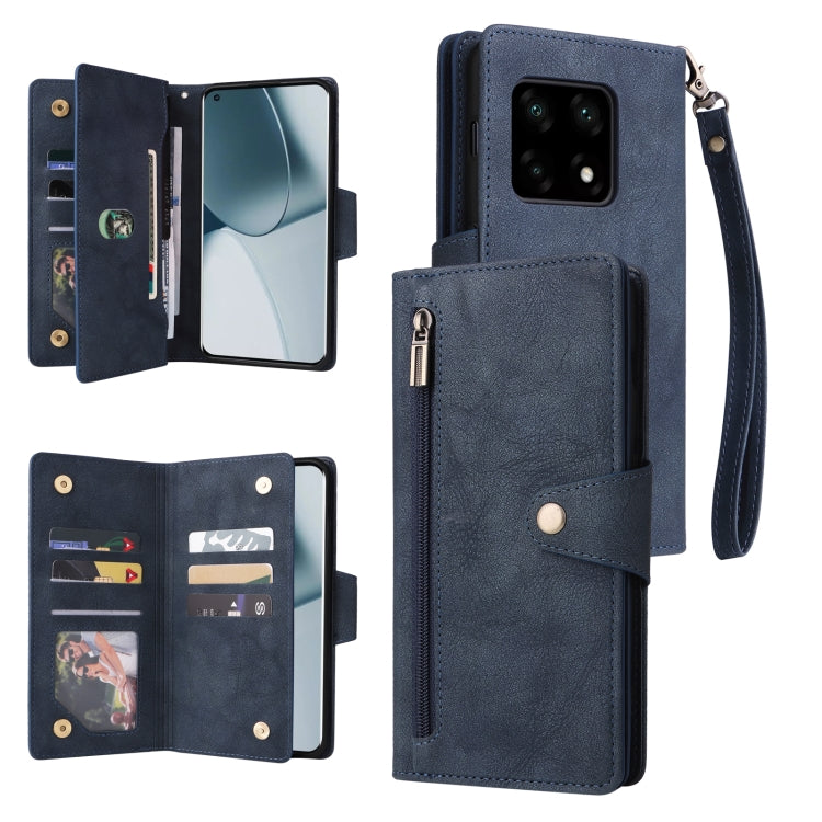 For OnePlus 10 Pro 5G Rivet Buckle 9 Cards Three Fold Leather Phone Case
