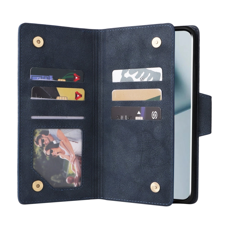 For OnePlus 10 Pro 5G Rivet Buckle 9 Cards Three Fold Leather Phone Case