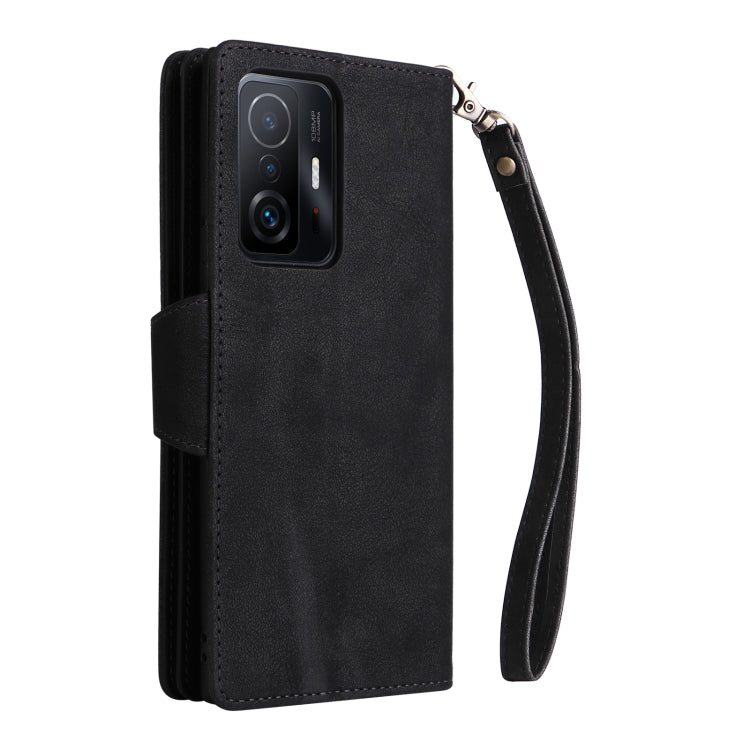 For Xiaomi 11T Rivet Buckle 9 Cards Three Fold Leather Phone Case