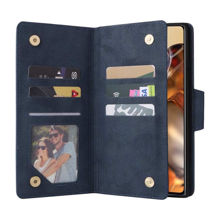 For Xiaomi 11T Rivet Buckle 9 Cards Three Fold Leather Phone Case