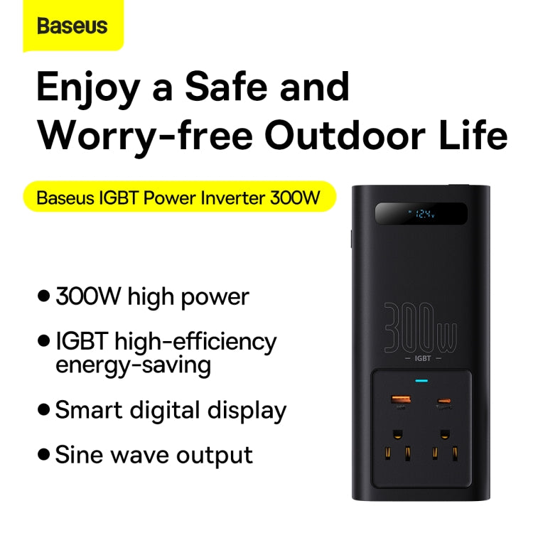 Baseus BS-CI30-01 300W IGBT Power Inverter 110V US/JP(Black)