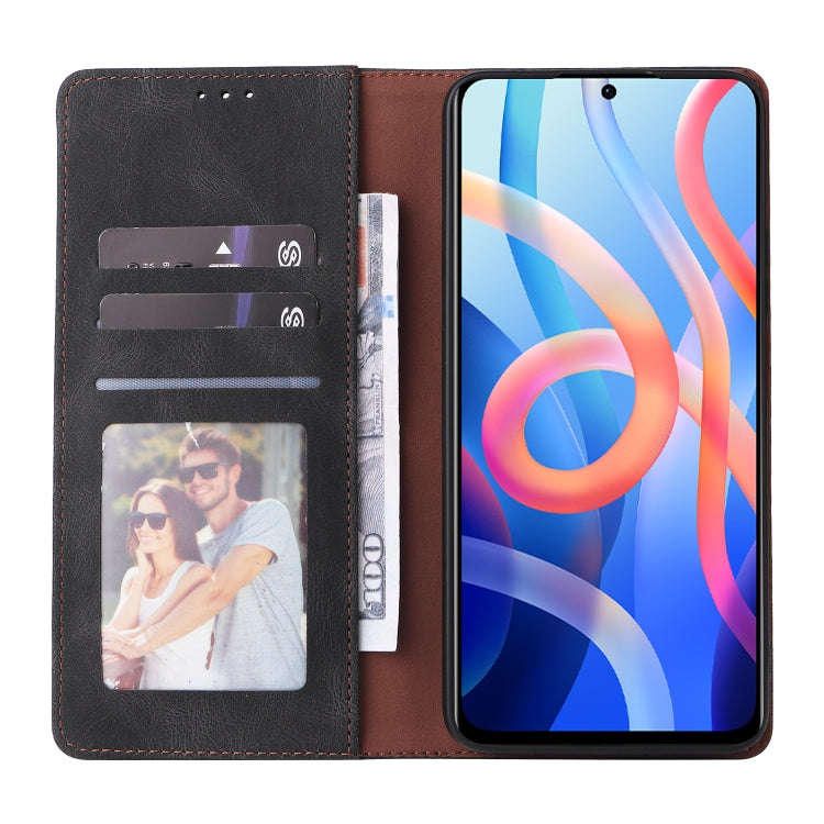 For Xiaomi Redmi Note 11 4G International Simple Suction Closure Leather Phone Case