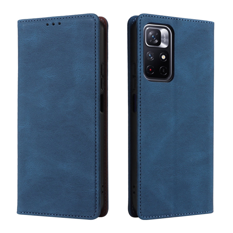 For Xiaomi Redmi Note 11 4G International Simple Suction Closure Leather Phone Case