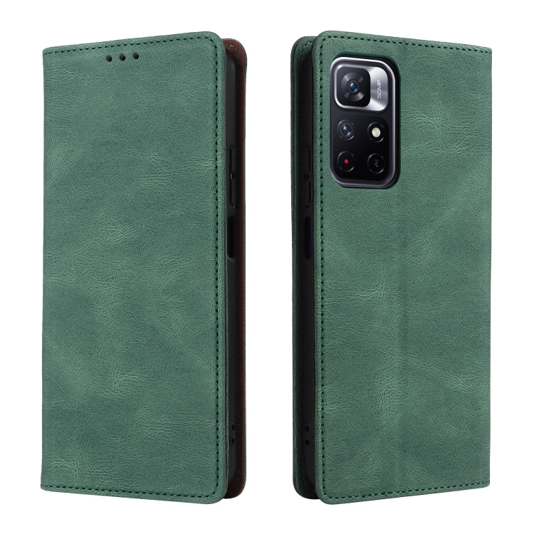 For Xiaomi Redmi Note 11 4G International Simple Suction Closure Leather Phone Case