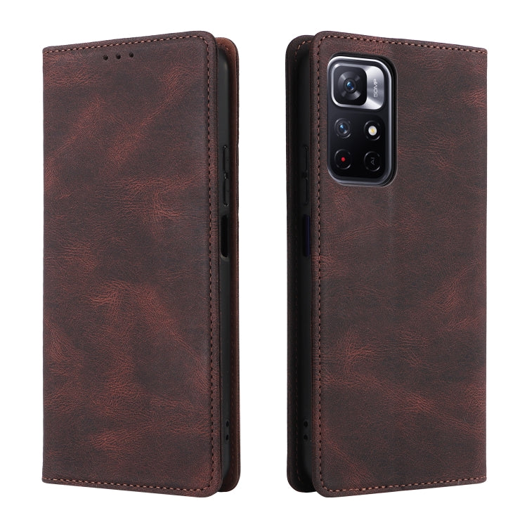 For Xiaomi Redmi Note 11 4G International Simple Suction Closure Leather Phone Case