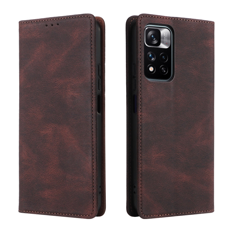 For Xiaomi Redmi Note 11 Pro Simple Suction Closure Leather Phone Case