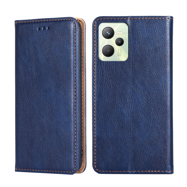 For OPPO Realme C35 Pure Color Magnetic Leather Phone Case