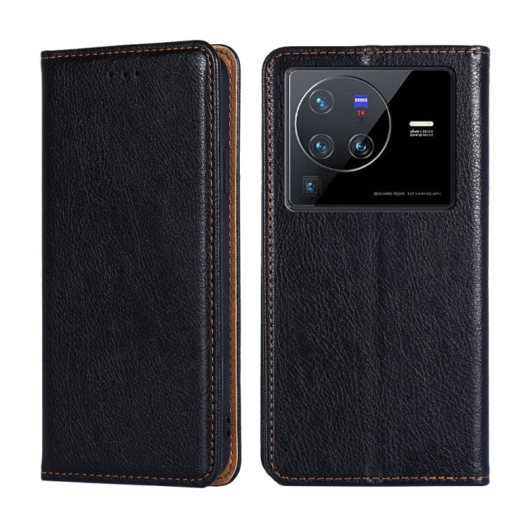 For vivo X80 Pro China Pure Color Magnetic Leather Phone Case