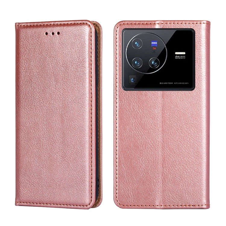 For vivo X80 Pro China Pure Color Magnetic Leather Phone Case