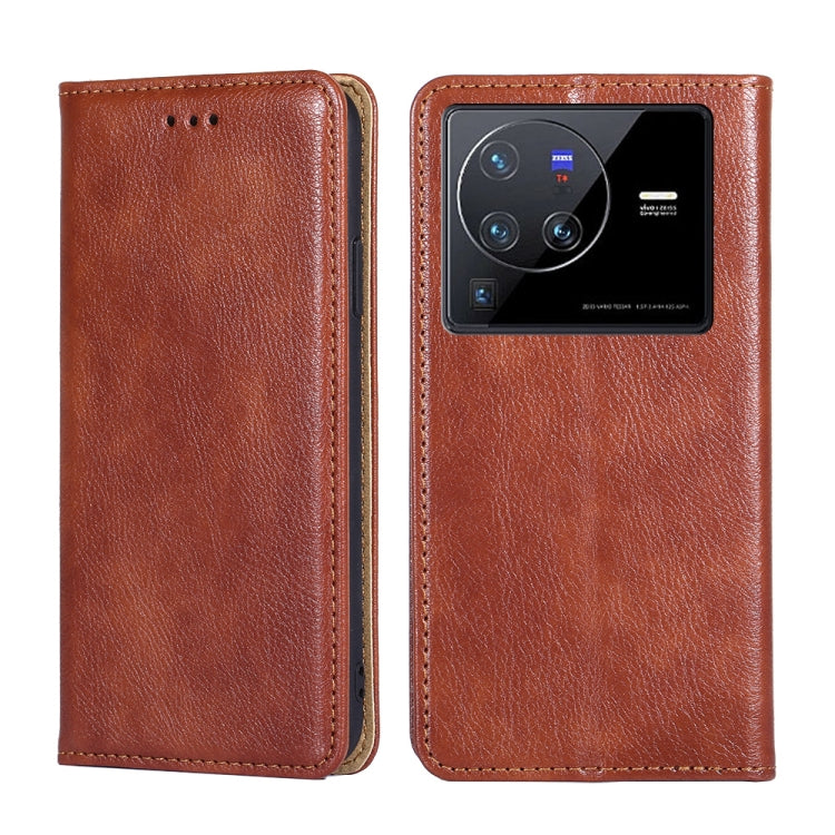 For vivo X80 Pro China Pure Color Magnetic Leather Phone Case