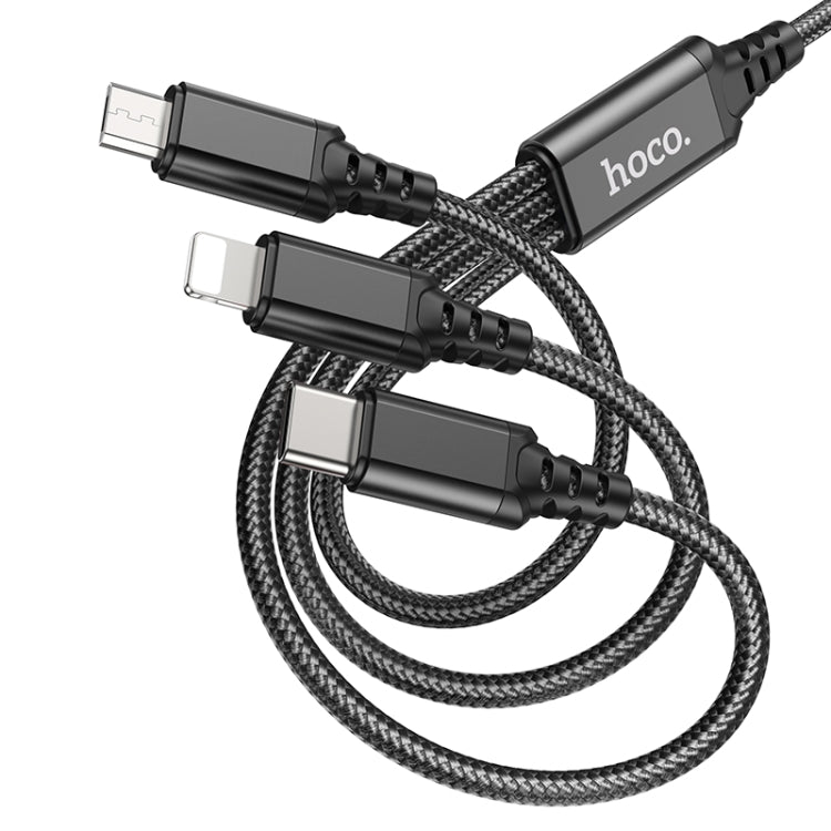 hoco X76 3 in 1 2A 8 Pin+USB-C / Type-C+Micro USB Super Charging Cable,Length: 1m