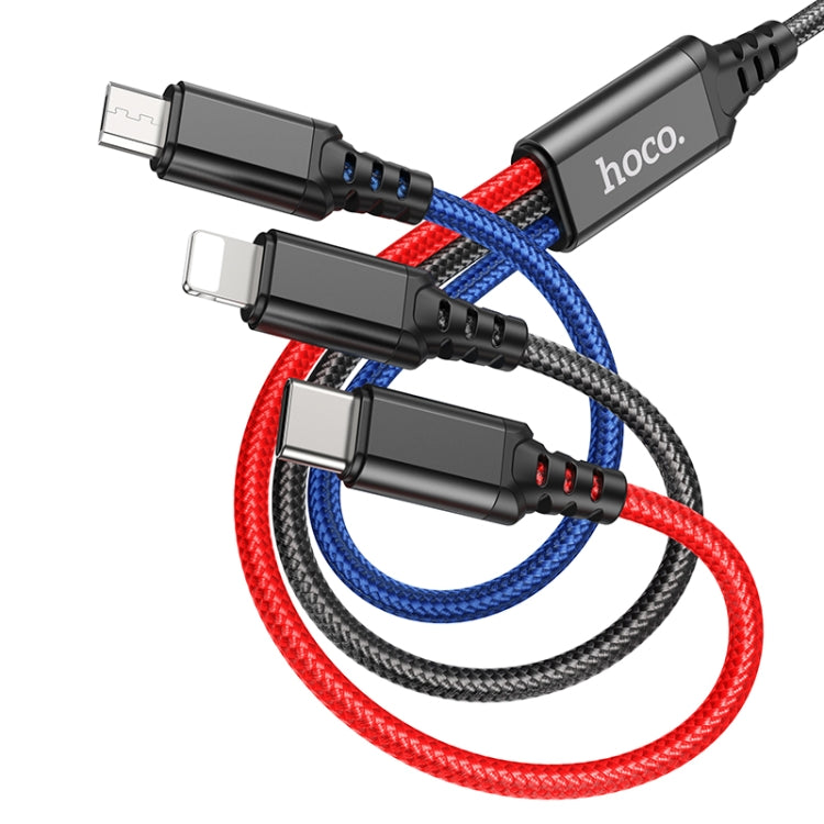 hoco X76 3 in 1 2A 8 Pin+USB-C / Type-C+Micro USB Super Charging Cable,Length: 1m