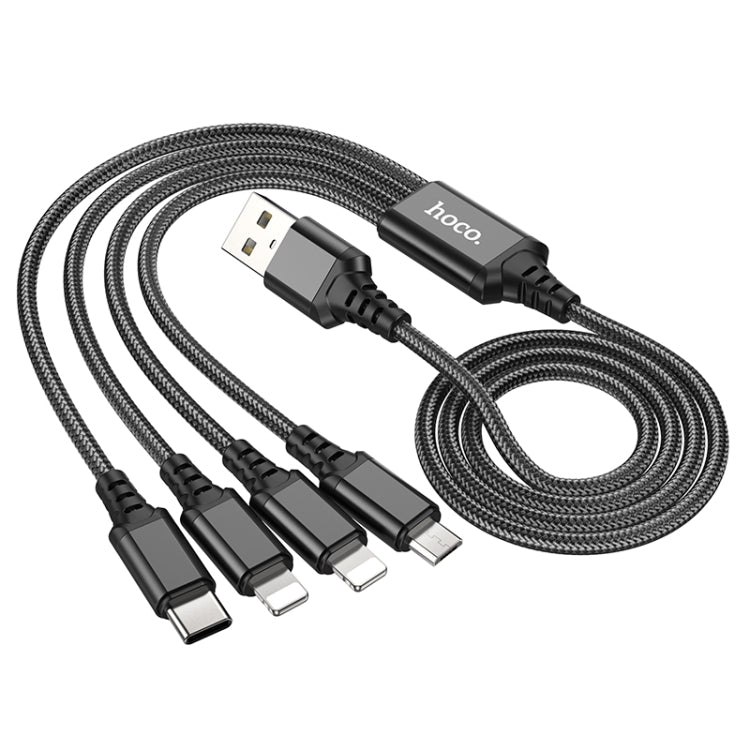 hoco X76 4 in 1 2A Dual 8 Pin + USB-C / Type-C + Micro USB Super Charging Cable,Length: 1m