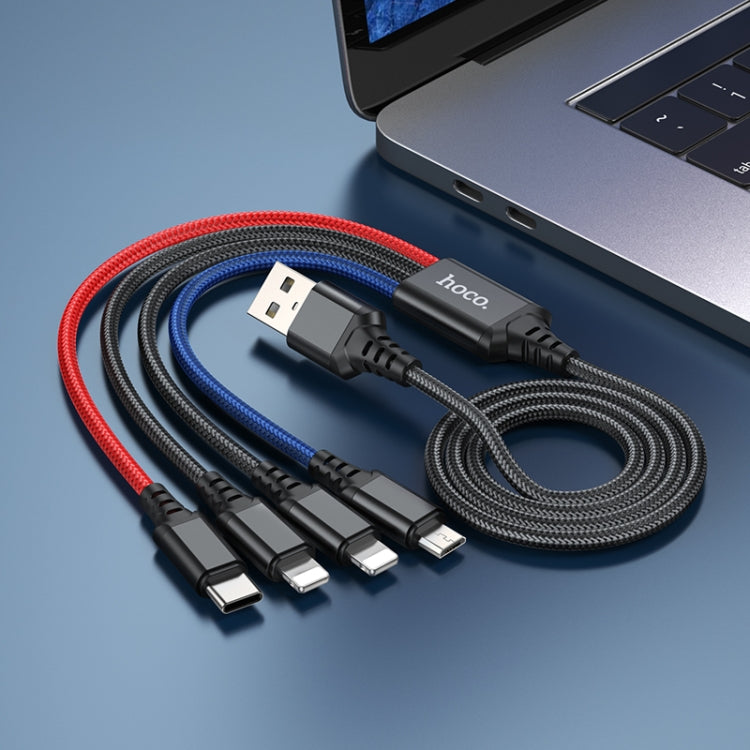 hoco X76 4 in 1 2A Dual 8 Pin + USB-C / Type-C + Micro USB Super Charging Cable,Length: 1m