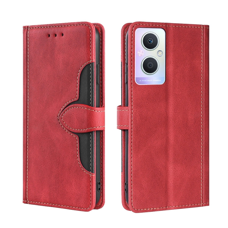 For OPPO A96 5G Stitching Skin Feel Magnetic Buckle Horizontal Flip PU Leather Case